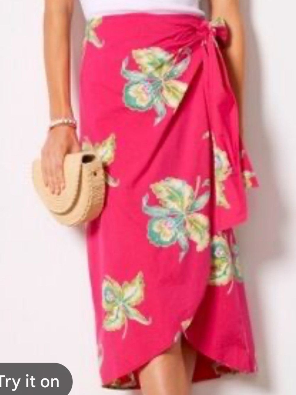 Faherty Pink Seersucker Pacifica Orchid Blossom Midi Wrap Skirt Size XS
